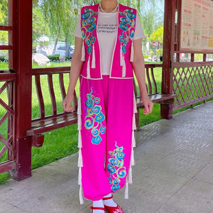 2025四季新款二人转马甲裤子套装男女同款东北秧歌表演服装民族风