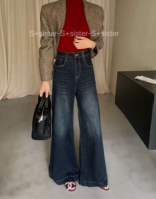 S+sister家19973#甩甩裤 复古蓝   黑灰   黑色   咖色 30-40码
