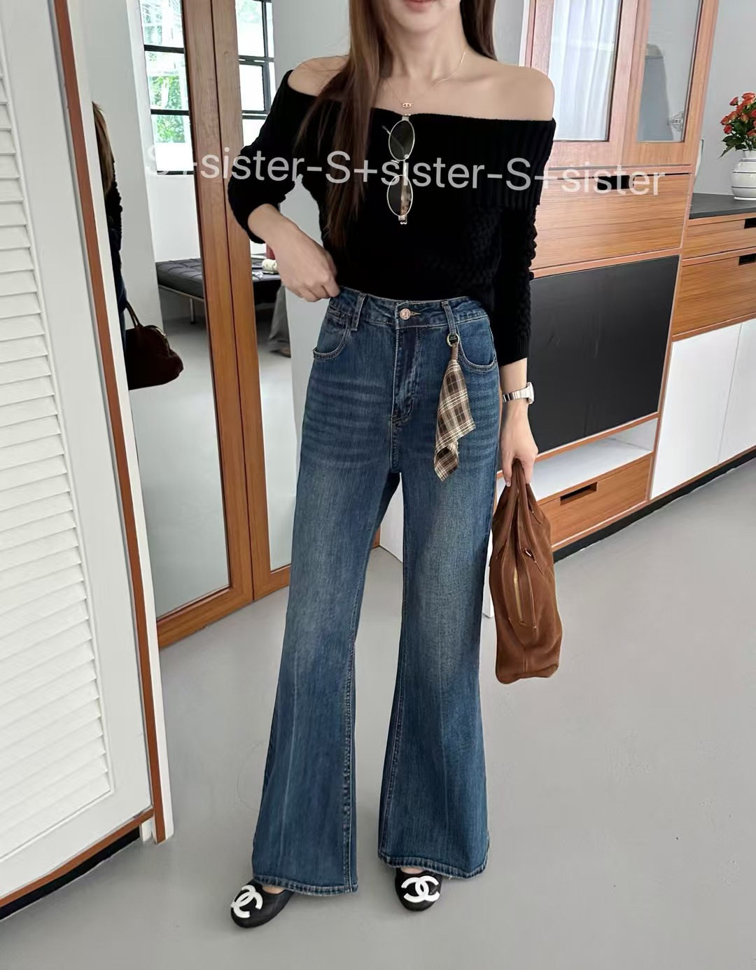 S+sister家19322#微喇牛仔裤 复古蓝 30-40码图片