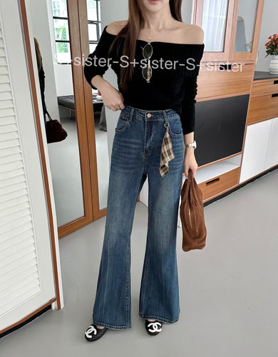S+sister家19322#微喇牛仔裤 复古蓝 30-40码