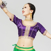 依曼异域风情印度舞服装 民族风女舞蹈服新款 潮流刺绣肚皮舞小上衣