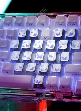 蝴蝶键帽爱心增补粉色图案侧刻透光键帽磁轴机械键盘通用PAYSON