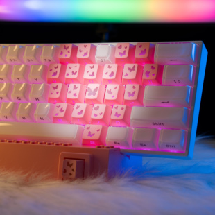 蝴蝶键帽爱心增补粉色图案侧刻透光键帽磁轴机械键盘通用PAYSON