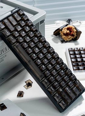 PC透明黑色白字 顶面磨砂雾透 透光原厂高度机械键盘磁轴通用键帽