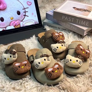 韩版儿童勃肯鞋半拖鞋外穿春秋女童包头软底穆勒拖鞋男童半包拖鞋