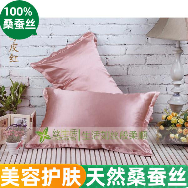 热卖天然100%桑蚕丝枕头套双面重磅真丝枕套丝绸床品橡皮红每只