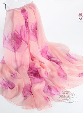100%真丝喷绘女桑蚕丝丝巾长围巾