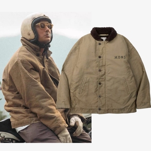 底特律外套 MADNESS 余文乐美式复古翻领夹克男羊羔绒领保暖外套
