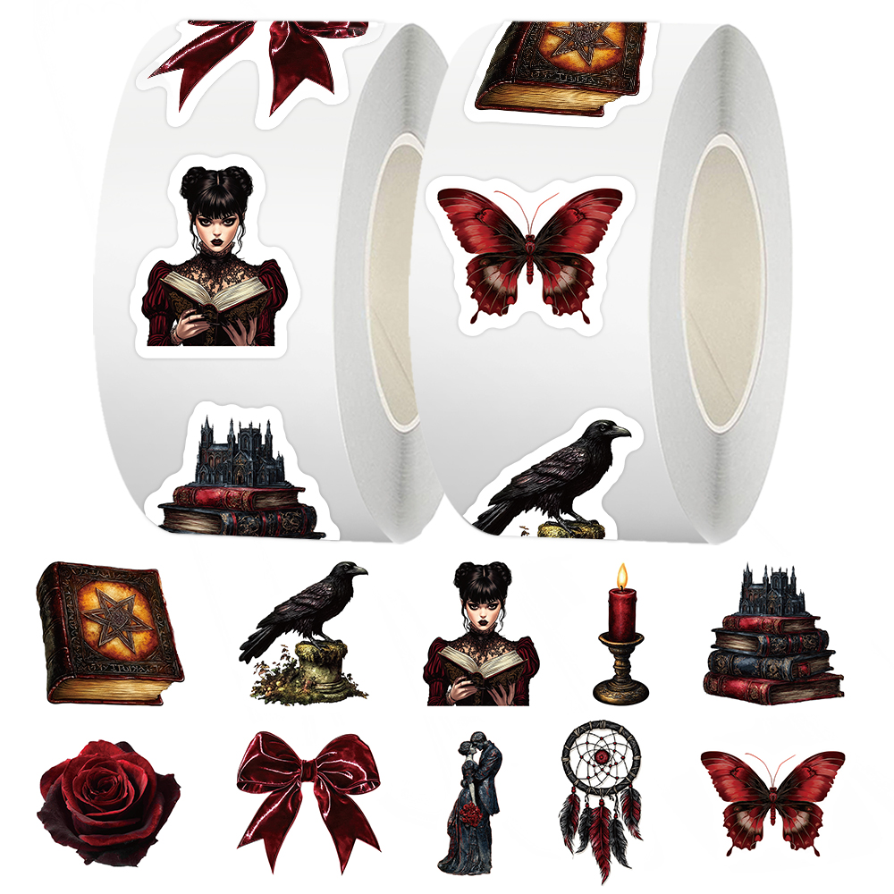 1000贴黑暗风物件卷卷贴卡通创意暗黑魔法小物手账贴纸封口贴画