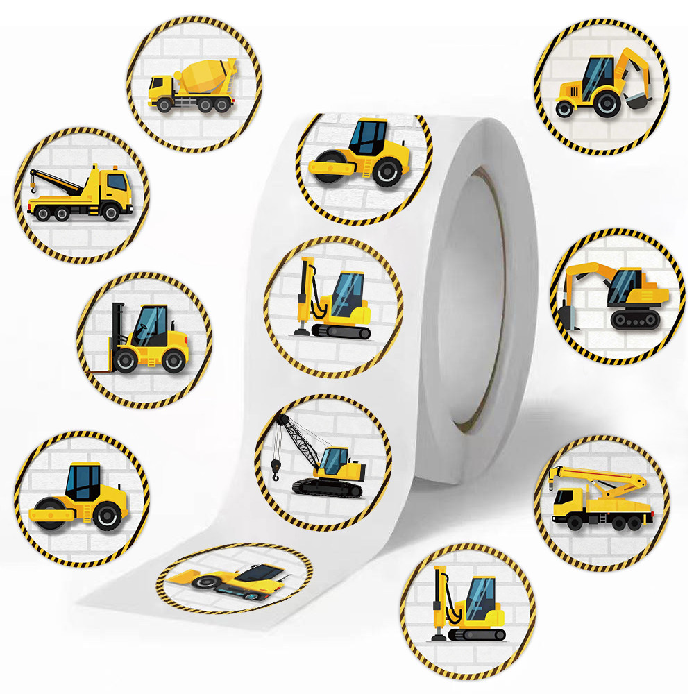 卡通工程车卷卷贴纸2.5cm卡通挖掘机叉车图案趣味贴画diy水杯文具,玩具/童车/益智/积木/模型,贴纸,淘宝优惠券,粉丝福利购,淘宝优惠卷