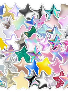 100张星星奖励贴纸ins卡通创意彩绘亮闪闪五角星贴画diy手账桌面