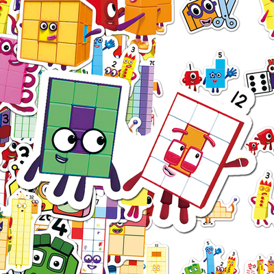 100张数字积木Numberblocks贴纸卡通创意趣味搞怪小表情儿童贴画