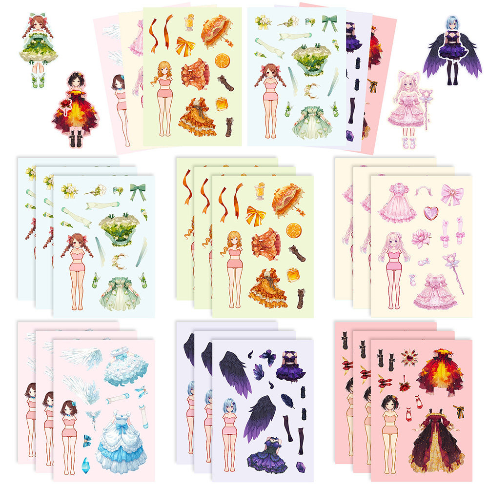 12张卡通变装小女孩拼图贴纸ins趣味儿童手工玩具拼贴diy装饰贴画,文具电教/文化用品/商务用品,贴纸/立体贴纸,淘宝优惠券,粉丝福利购,淘宝优惠卷