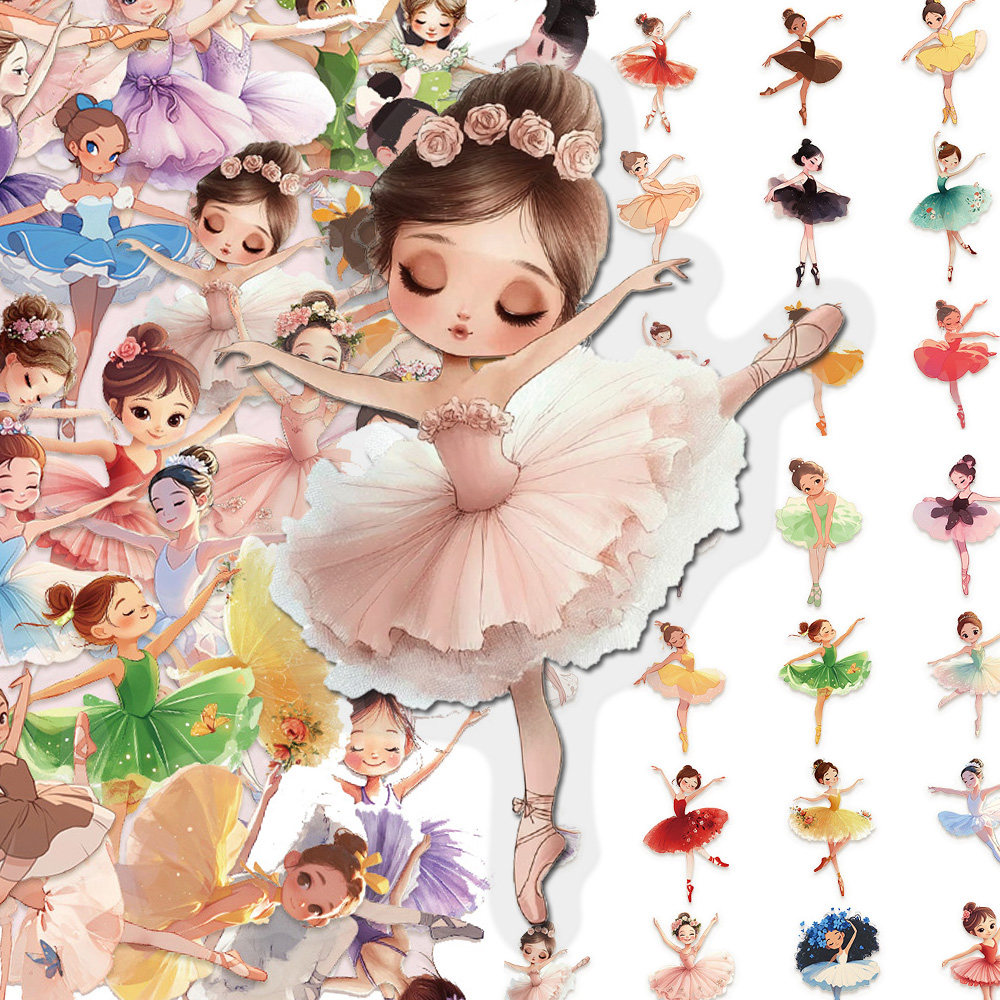 100张芭蕾舞女孩PET贴纸卡通可爱趣味精美ins风装饰创意diy手账本,玩具/童车/益智/积木/模型,贴纸,淘宝优惠券,粉丝福利购,淘宝优惠卷