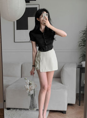 时尚起义韩国甜美2024夏新侧拉链围裹式弹力短裙短裤ss24043002
