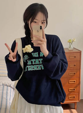 时尚起义韩国甜美2025春夏sandiego字母前插袋卫衣T恤hp25030314