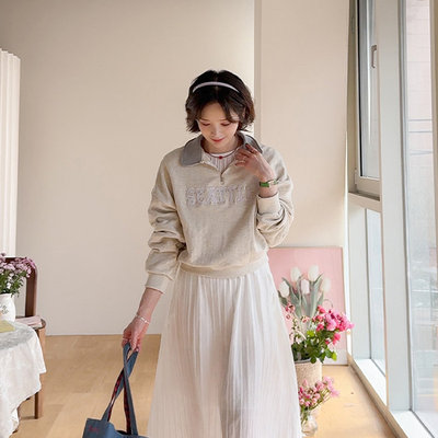 时尚起义拼色领seattle字母卫衣T