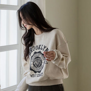时尚起义韩国代购甜美知性秋冬加绒Brooklyn卫衣T恤pp23110708