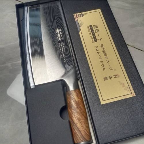 日本原装进口VG10厨师菜刀大马士革切片斩切两用黄花梨锋利木柄