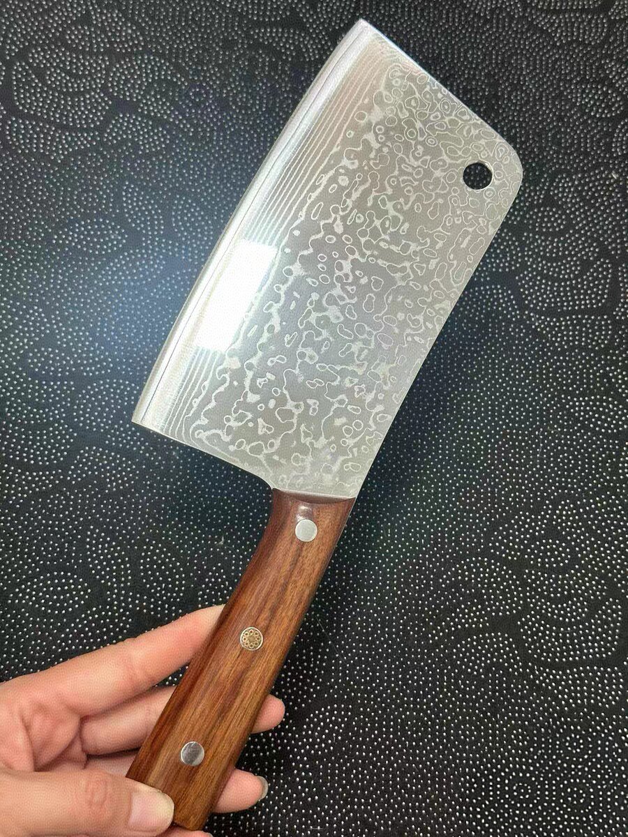 日本进口大马士革钢斩切两用菜刀家用切片刀厨师专用锋利超快厨刀