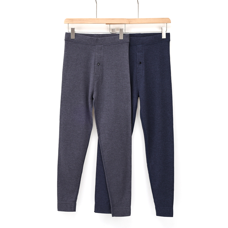 她他私雨保暖冬羊毛蚕丝香蒲绒打底秋裤高腰中厚磨毛男士7126