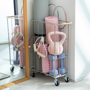 霜山瑜伽垫收纳筐不锈钢健身运动器材收纳篮可折叠羽毛球置物筐