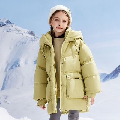 女童羽绒服中长款2023新款洋气中大童女孩儿童冬季外套加厚童装潮