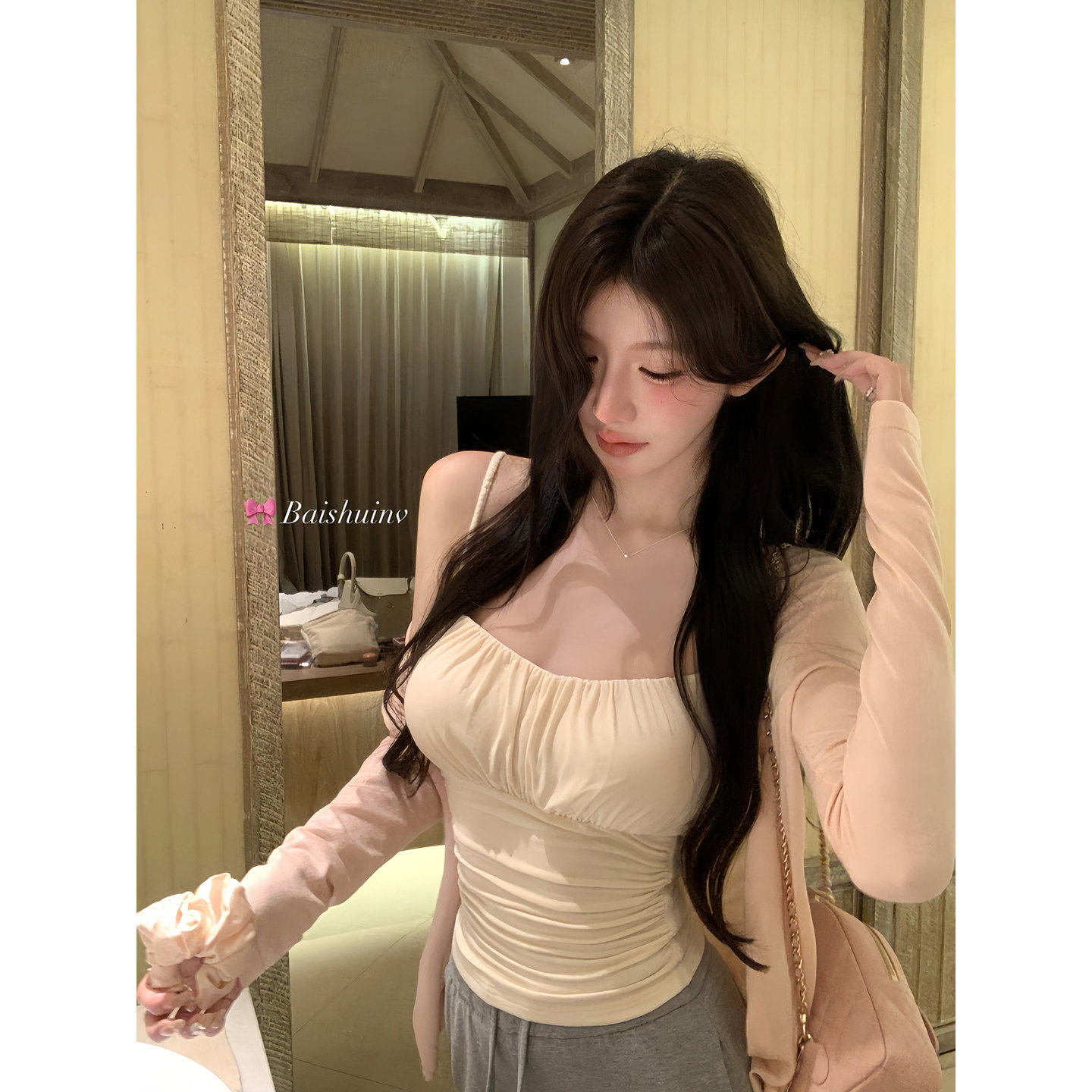 白水女 淡颜系防晒 正肩针织开 衫女薄款早春穿搭氛围感韩系外套