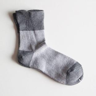 毛袜 女士 灰色拼色袜子 松开双层秋冬保暖气质款 百搭