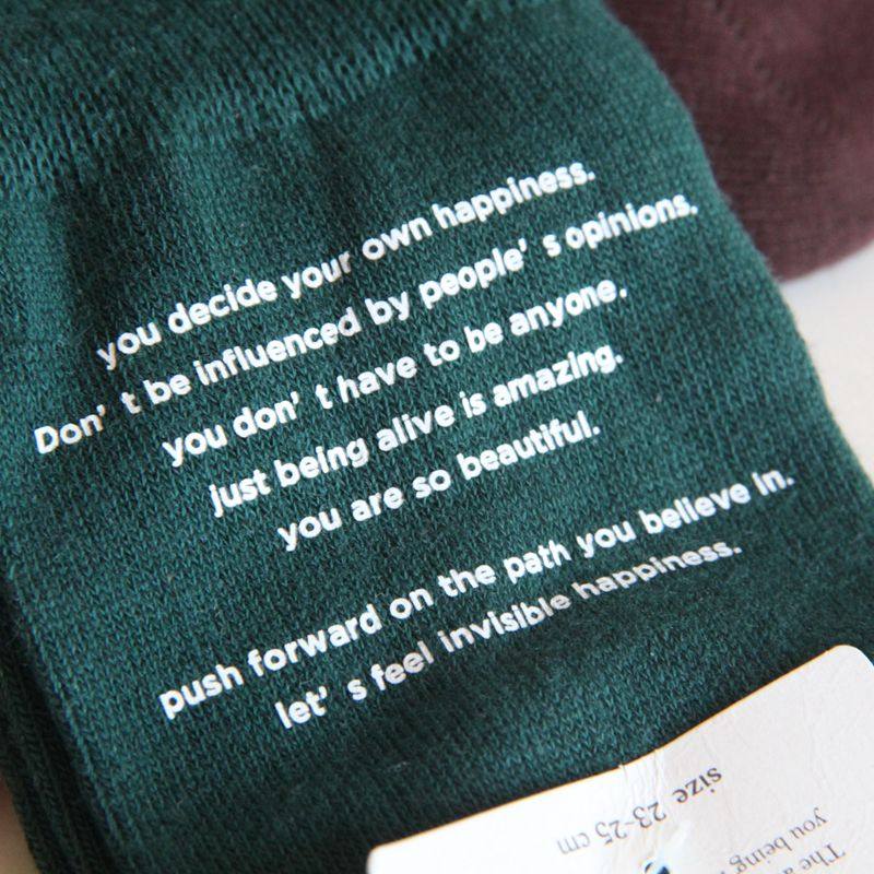 出口 印字女士棉质 部分华夫格 中筒纯色袜子 粉色黑色棕色墨绿色