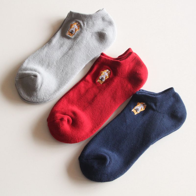 其他船袜四季女士吸汗柴犬刺绣