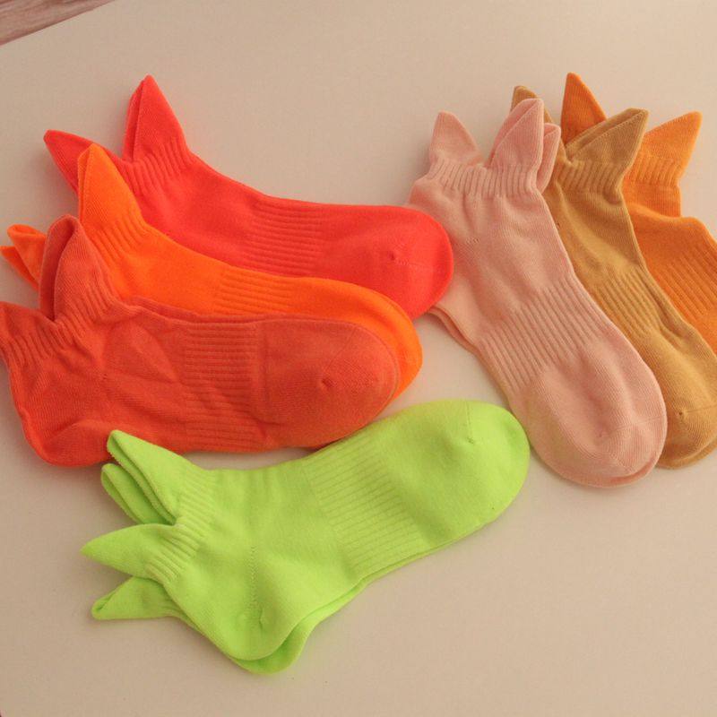 棉质运动袜子 糖果色防磨跟腱 保护脚踝无骨对目 女士均码船袜