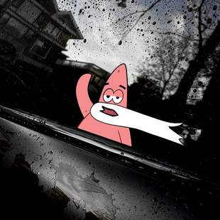 派大星趣味恶搞三角窗贴纸后侧挡风玻璃车尾装饰贴电动车汽车贴画