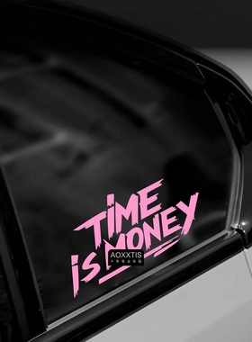 Time is Money英文车贴时间是金钱个性创意汽车电动三角窗装饰贴