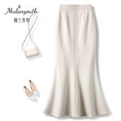 通勤中长款 高级感毛呢半身裙女2025秋冬新款 高腰显瘦鱼尾裙时尚