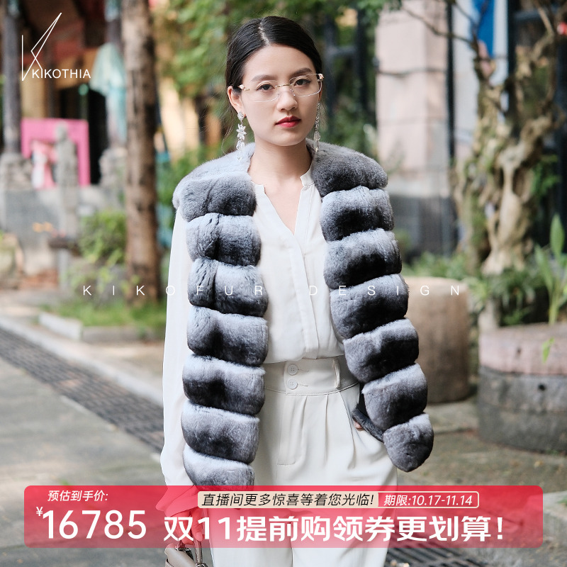 咔咔皮草南美栗鼠V领皮草马甲