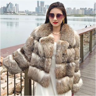 整皮天然原色进口加拿大翻领短外套 超美整版 咔咔皮草 特惠