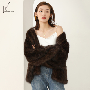 俄罗斯紫貂双面密织皮草编织短外套 简约V领设计 咔咔皮草 高街风