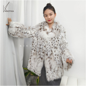天然斑点纹理纯白翻领美猫短外套 特惠 专享 咔咔皮草