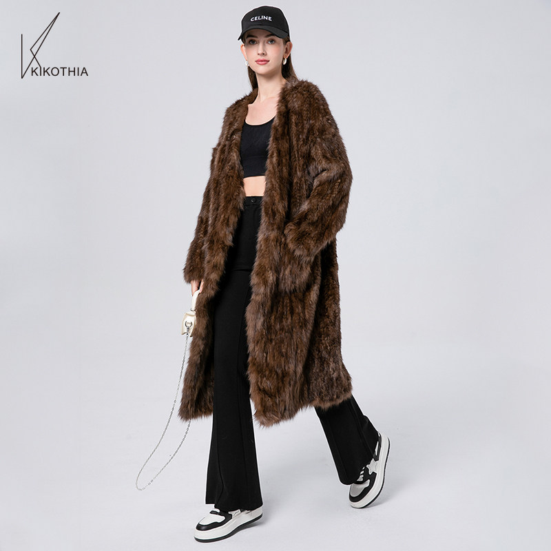 咔咔皮草加长加宽紫貂皮草外套
