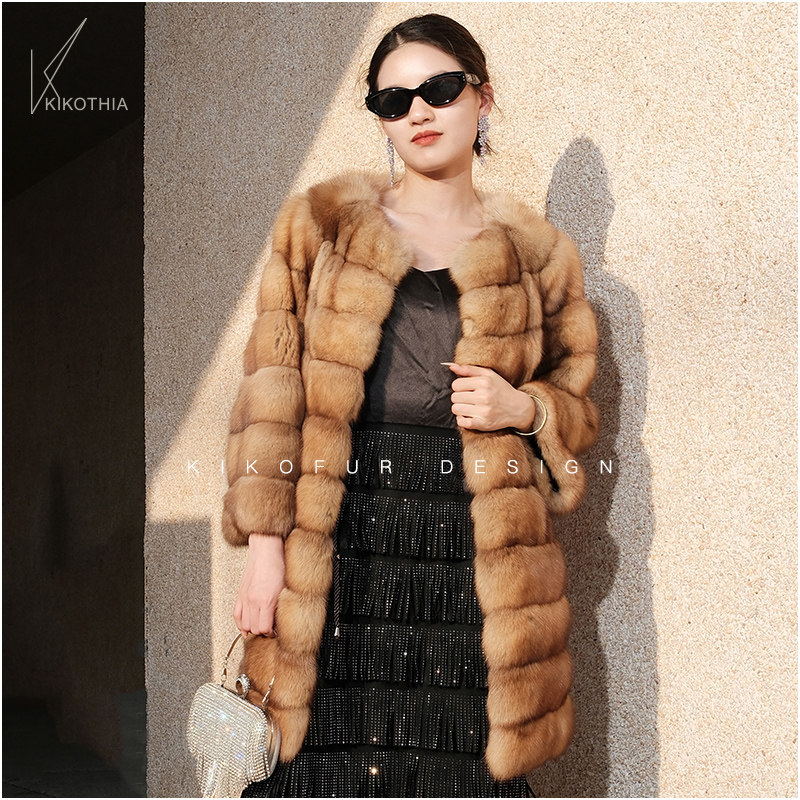 咔咔皮草 特惠 超美俄罗斯紫貂全整皮圆领外套