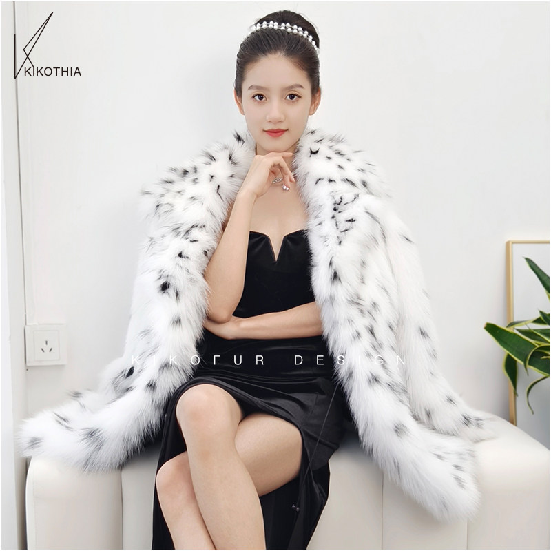 咔咔皮草 超美纯手工嵌花工艺大西装领狐狸毛皮草外套