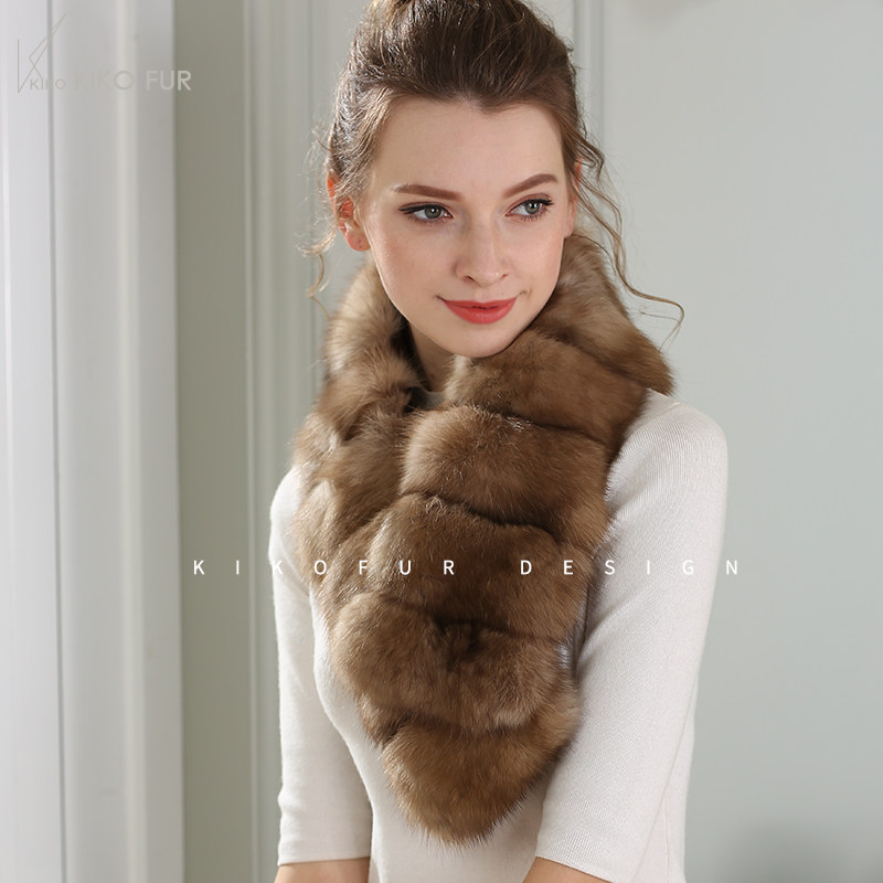 咔咔皮草长款紫貂围巾/围脖