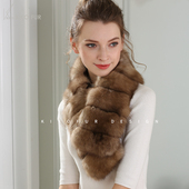 咔咔皮草 保暖加厚秋冬季 奢华紫貂女皮草长款 围巾围脖