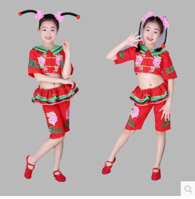 小荷风采儿童小辫子甩三甩演出服民族秧歌服表演服中国娃娃舞蹈服