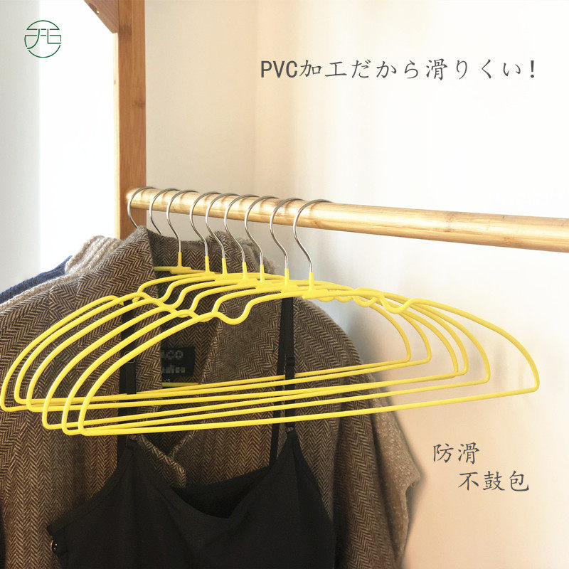 优质出口日本弧形不鼓包半圆浸塑成人衣架无痕防滑细线晾晒室内外