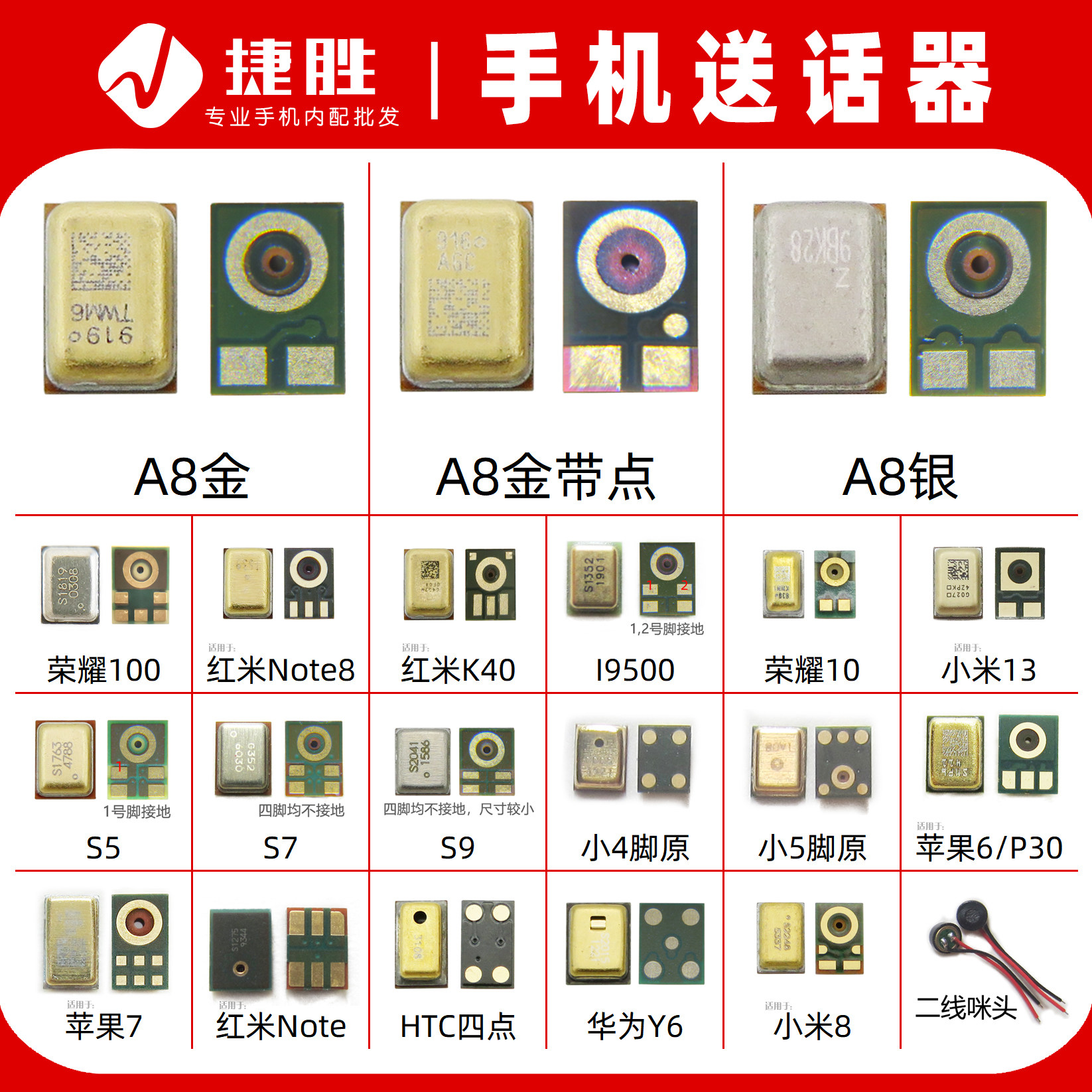 适用华为/OV/小米系列送话器