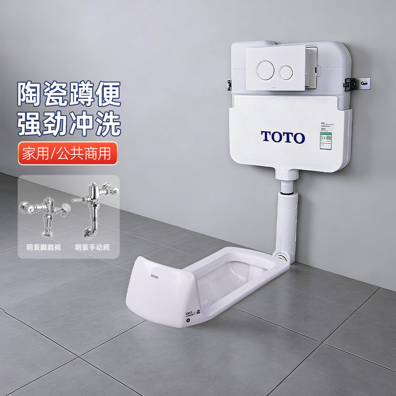 TOTO蹲便器CW7RB 卫生间后进水防溅蹲坑大便器多种冲水阀(04-E)