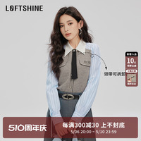 LOFTSHINE珞炫洋气衬衫女2024春季新款拼接辣妹学院风针织上衣