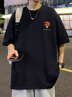 港风印花短袖T恤男生夏季新款